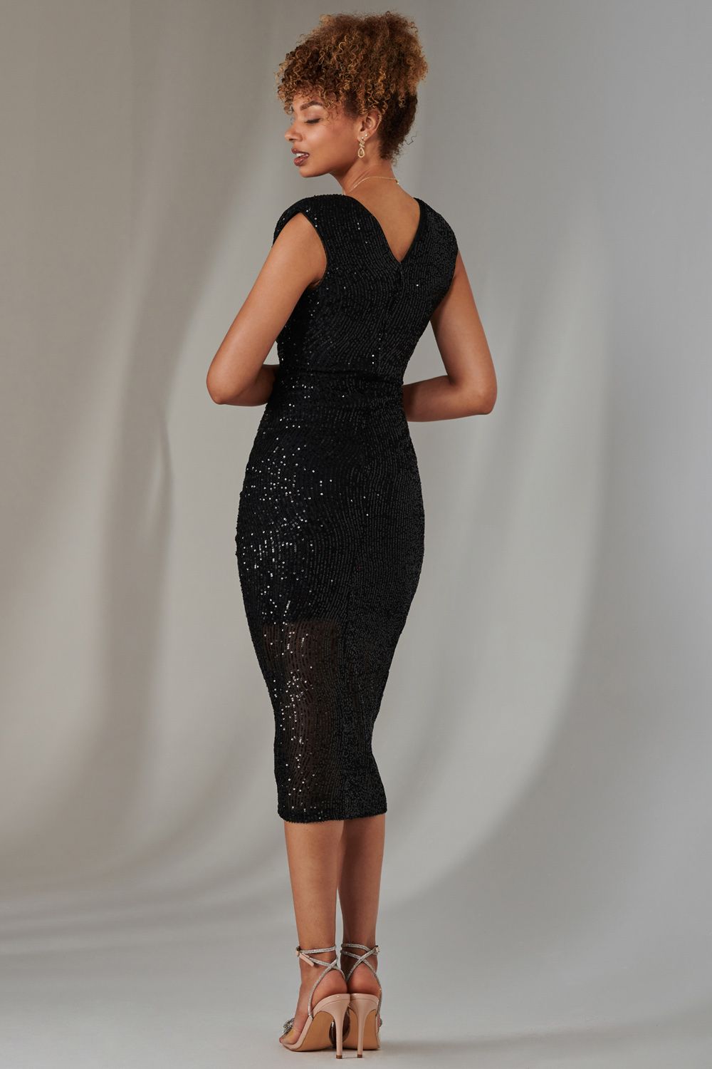 Jolie Moi Aisla Ruched Sequin Bodycon Dress