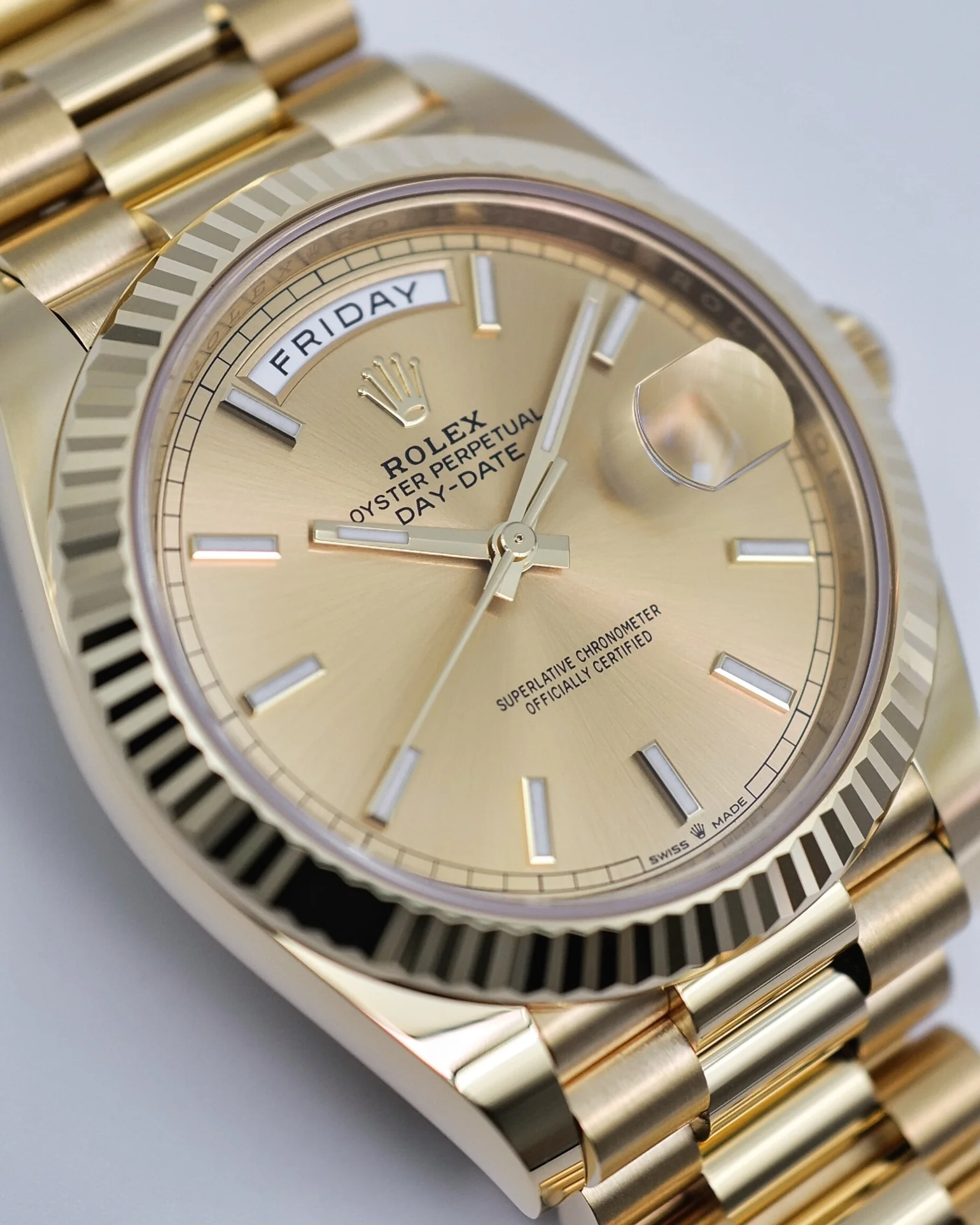 Rolex Day-Date 228238 YG Plated Champagne Dial 40mm Replica