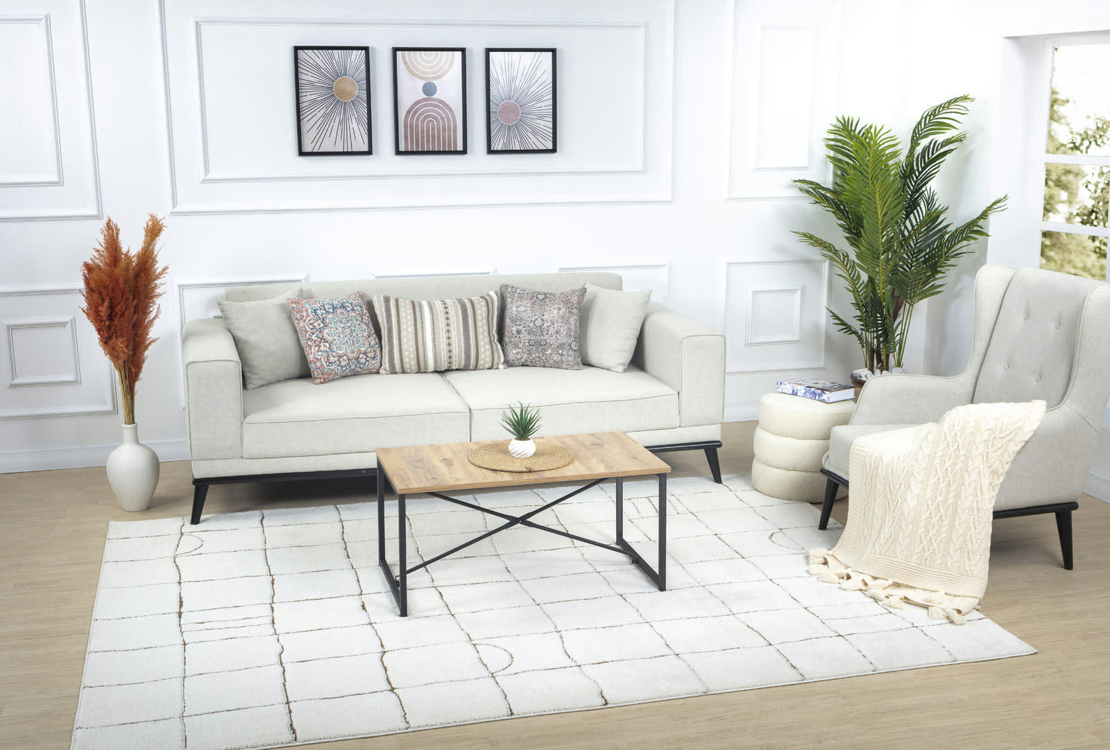 HOPE - Tapis Scandinave Wabi-Sabi Ivoire/Terracotta 200x275