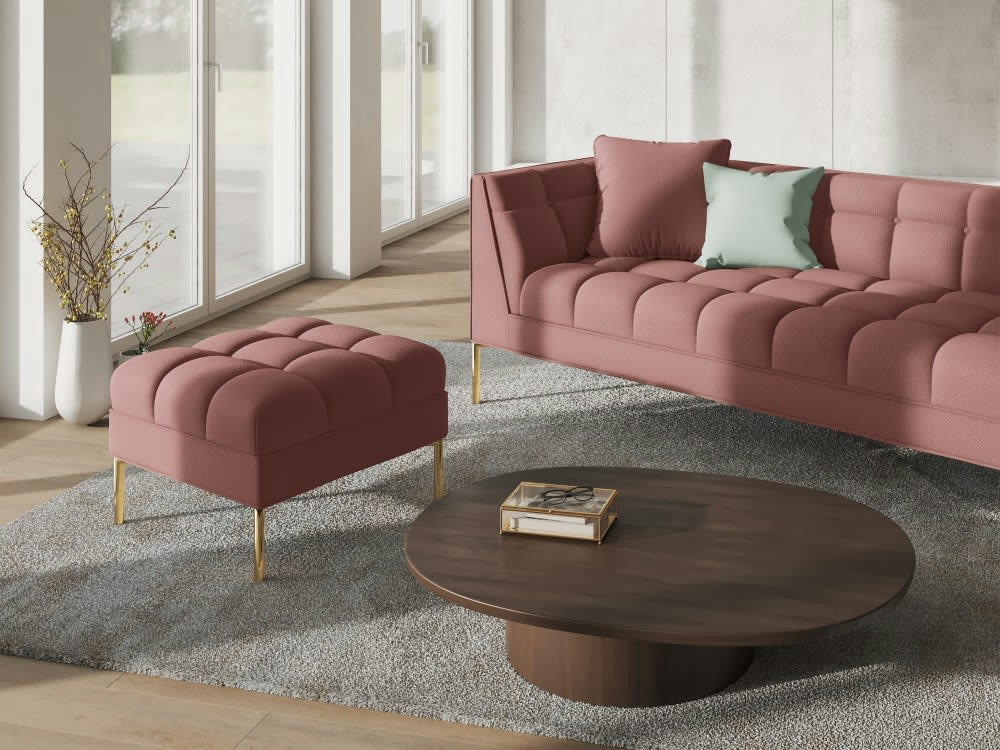 KAROO - Pouf tissu structuré rose
