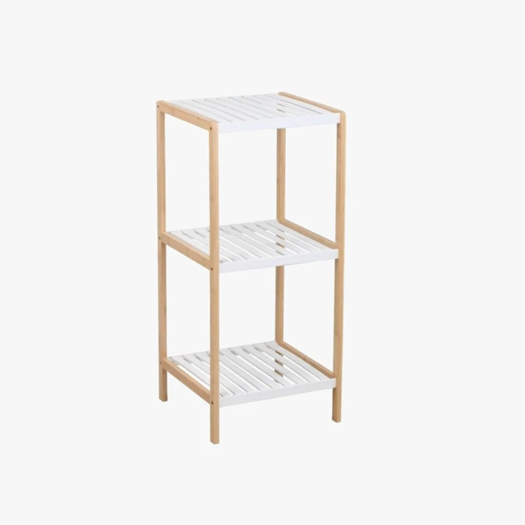 Estante 3 Níveis de Metal e Bambu 35x35x79 CLEAR