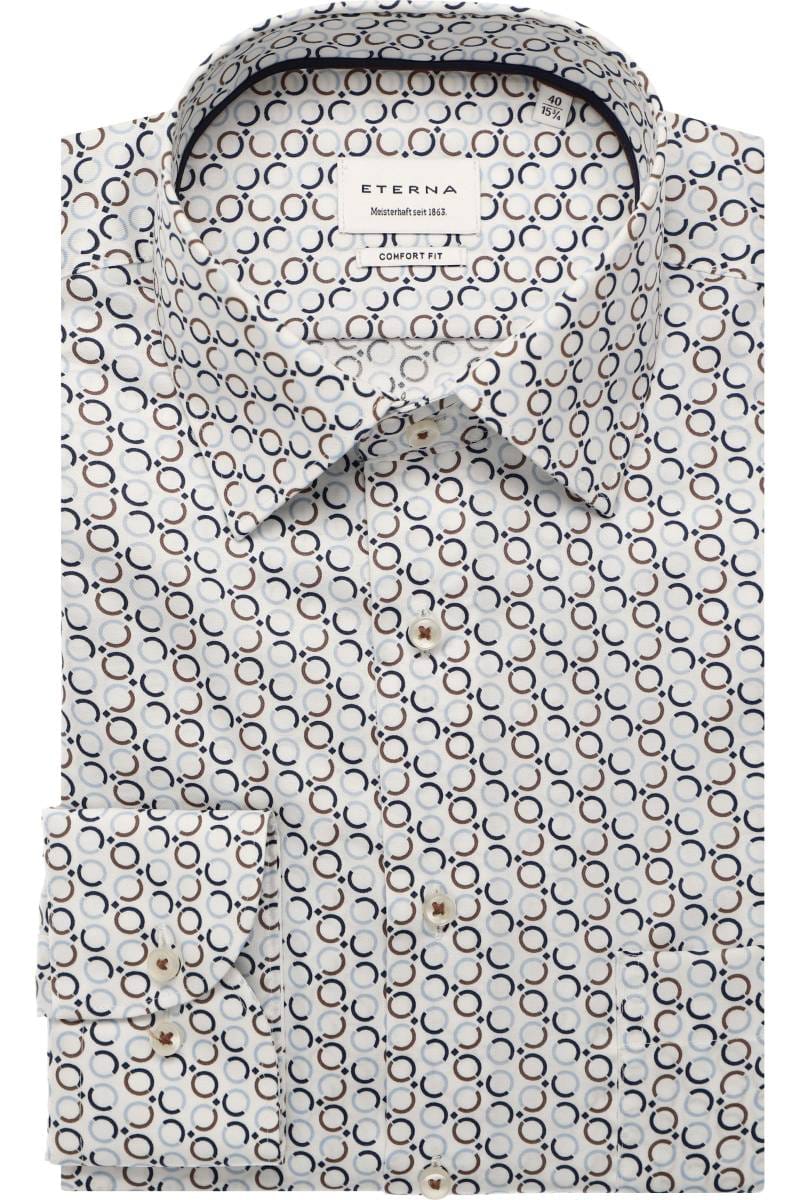 ETERNA Comfort Fit Hemd weiss, Bedruckt (super langer Arm)