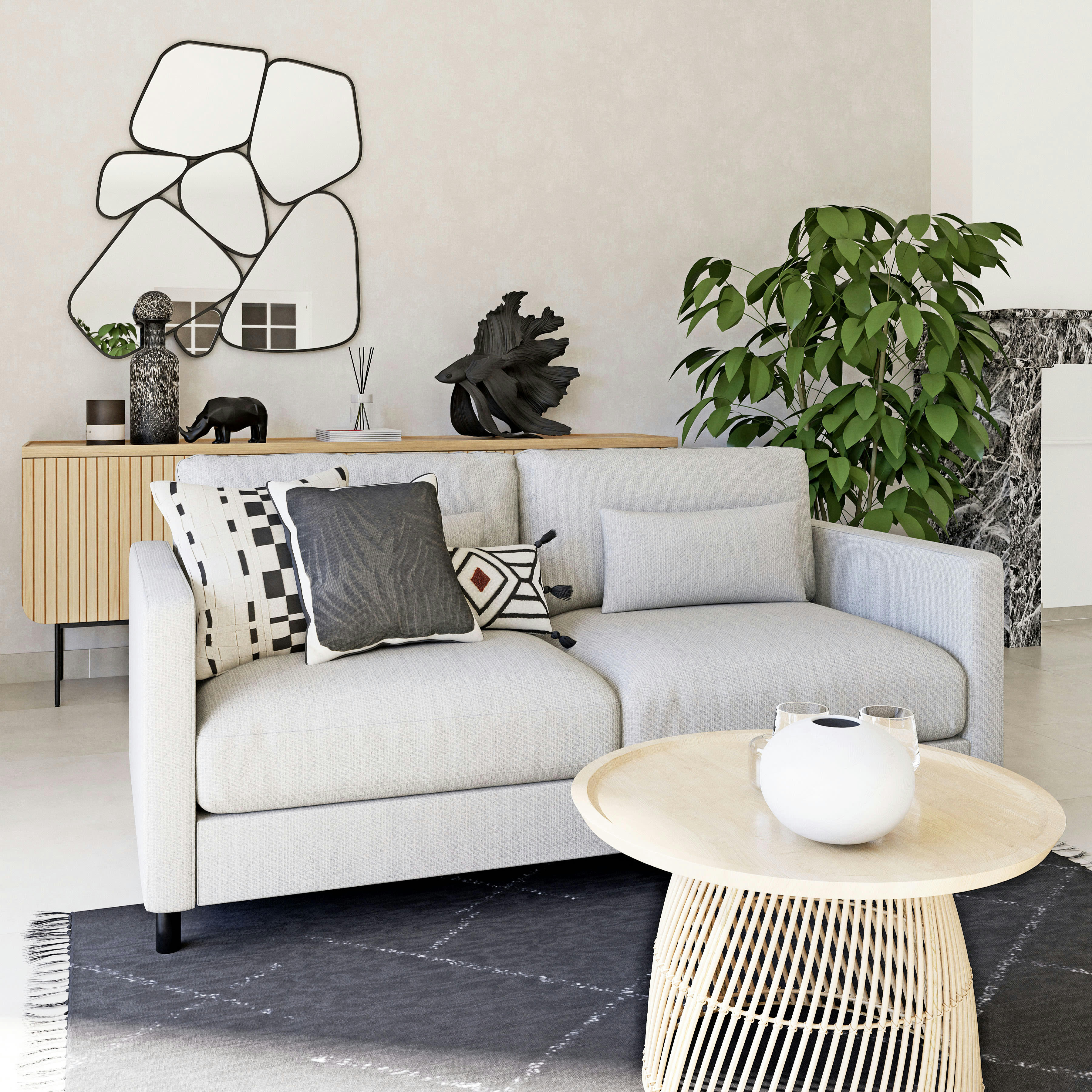 KOHANA - Statue poisson noir mat H56