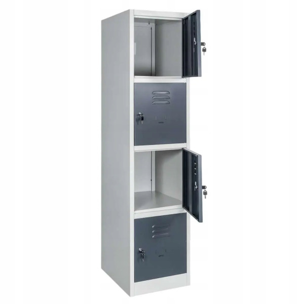 Szafka Metalowa Śniadaniowa 4-Skrytki BHP 180x40x50cm Grafit/Szary Mega-M