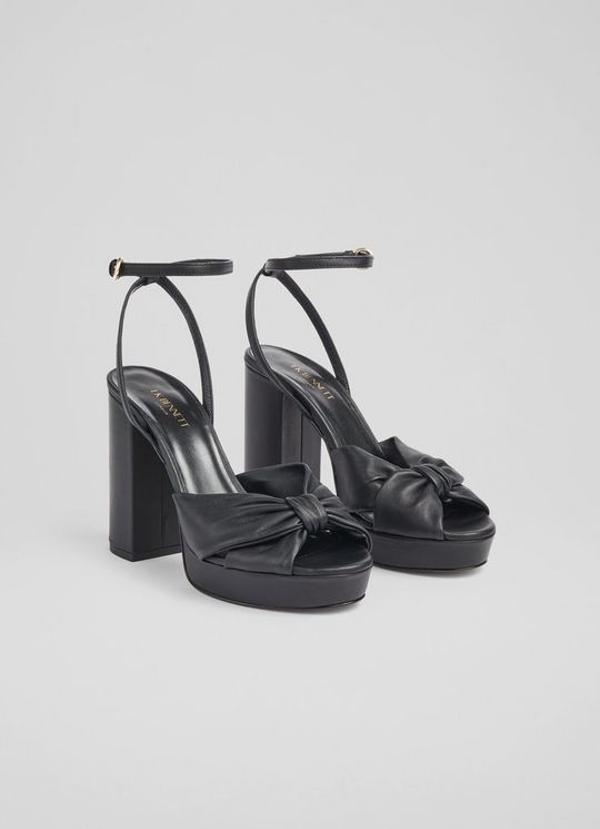 Amanda Black Leather Platform Sandals