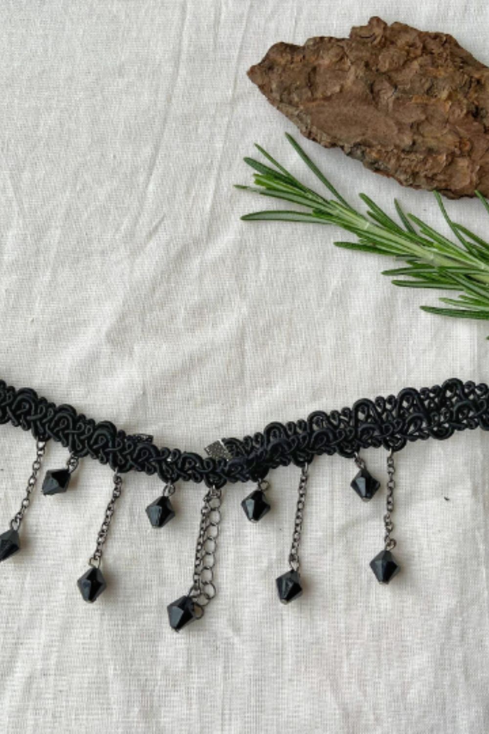 The Colourful Aura Black Beaded Lace Victorian Gothic Emo Halloween Dangle Choker Necklace