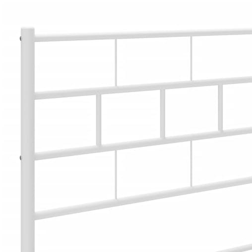 NNEVL Metal Bed Frame with Headboard and Footboard White 135x190 cm