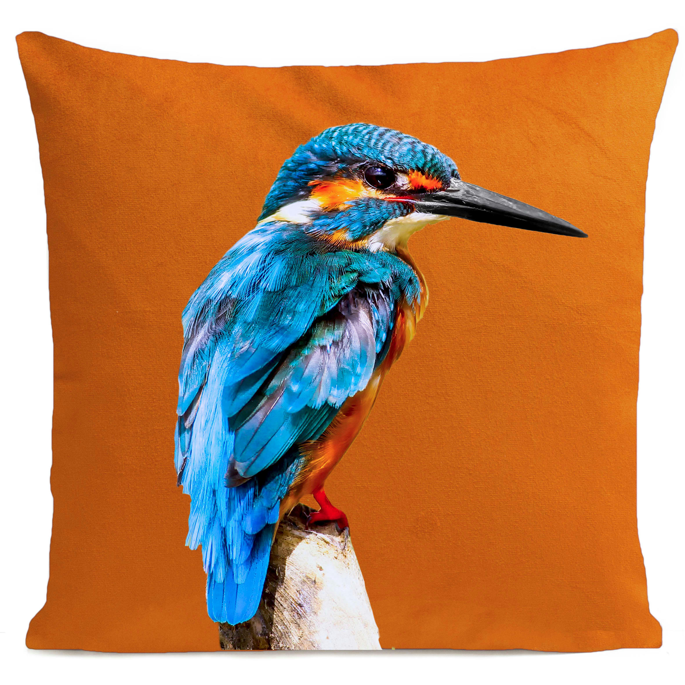 - Coussin oiseau bord de mer suédine orange 40x40cm