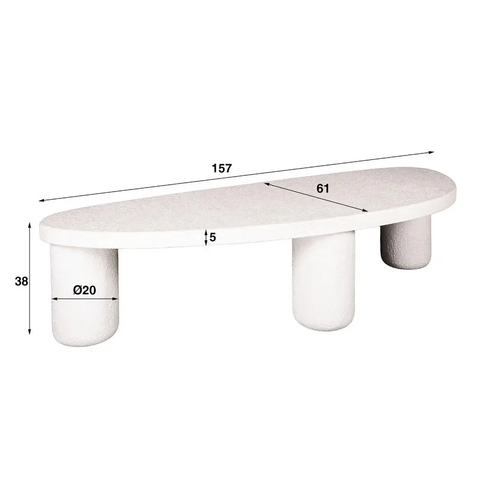 Fraaai - Vero organische salontafel - 157 cm - marmer - wit