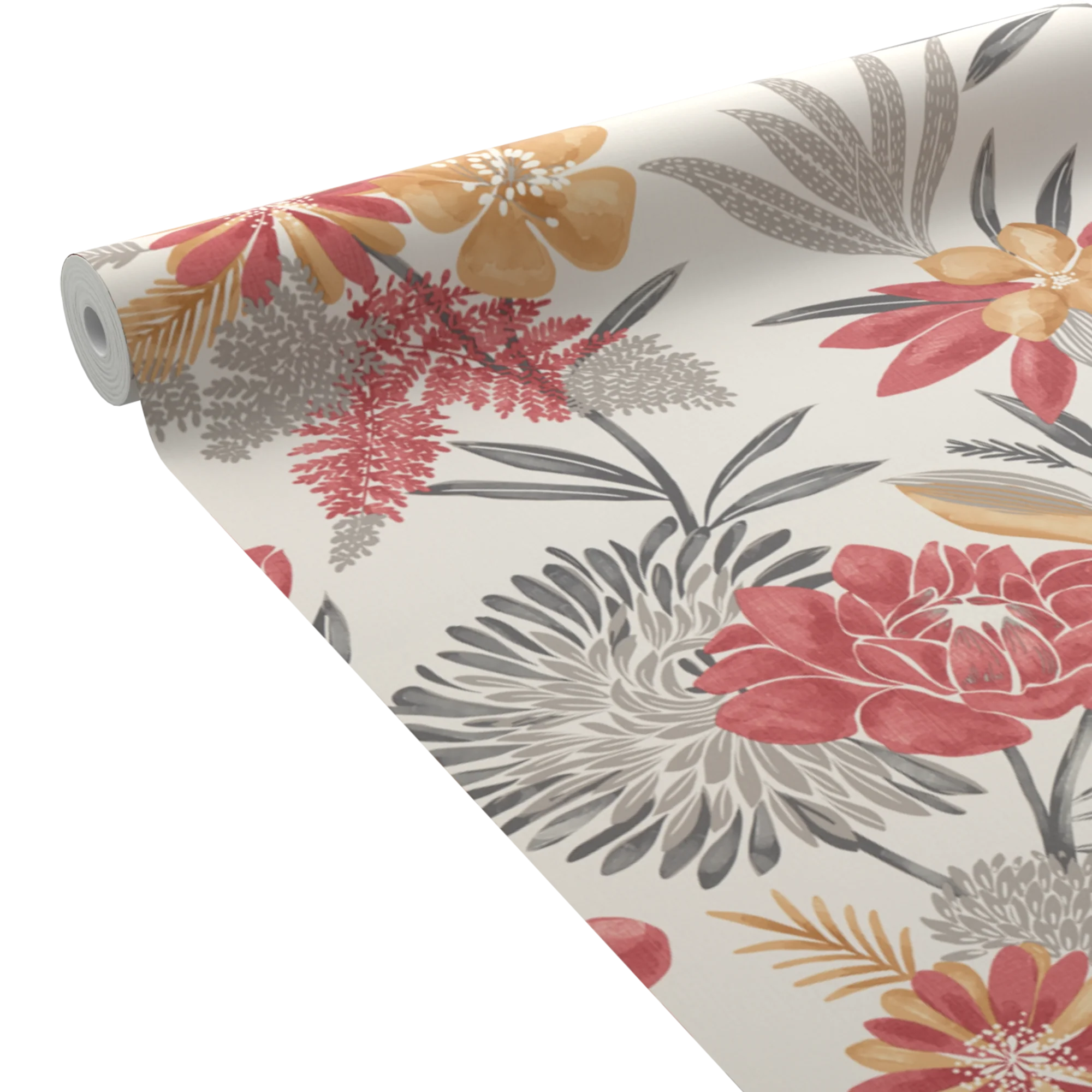 Papier peint intissé CLEOME coloris Blanc et rouge