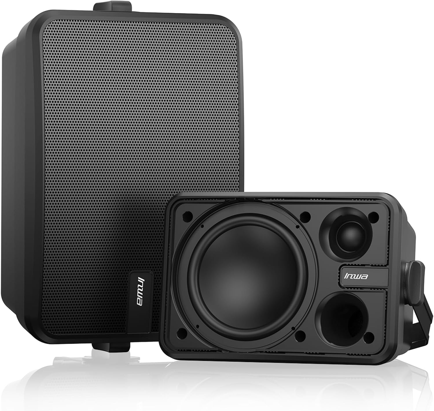 Inwa 6.5 Outdoor Passive Speakers, 50W Each Weatherproof Wall Mount Speaker, Wired PA System with Full-Range Sound, Includes Brackets for Pool, Patio, Garage & Indoor Use (Pair, Black)