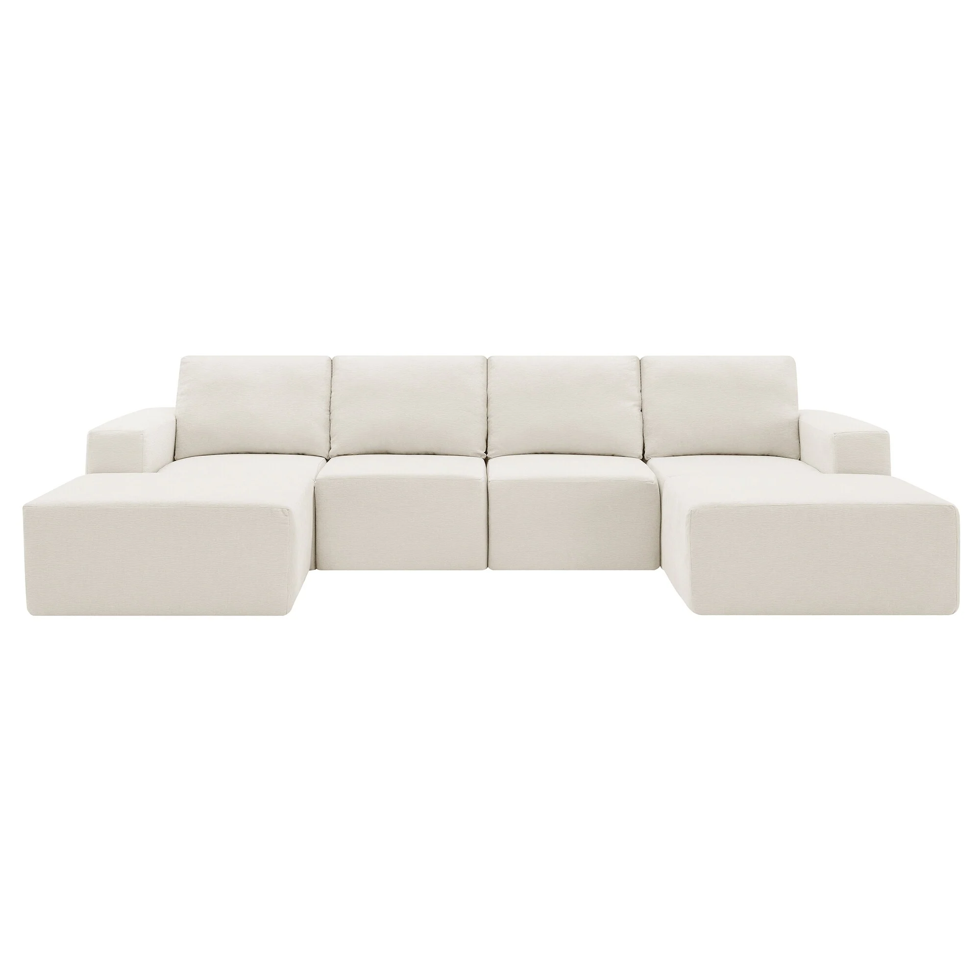 Modern U Shaped Modular Sectional Sofa with Soft Chenille Upholstery for Living Rooms or Guest Spaces