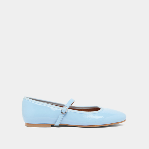 Ballerines à bridesen vernis plissé bleu clair | DOUCEUR