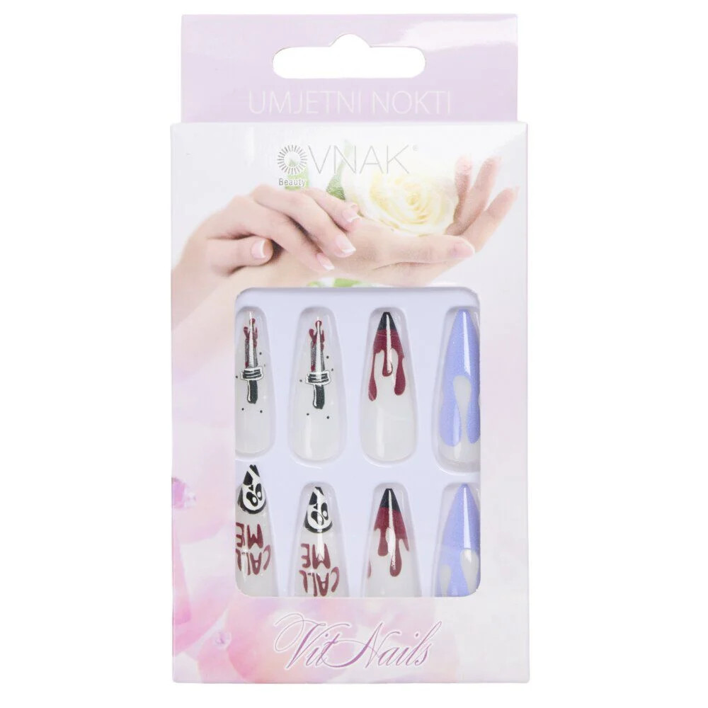Faux ongles x24 Halloween femme pointus et phosphorescent (2 modèles)