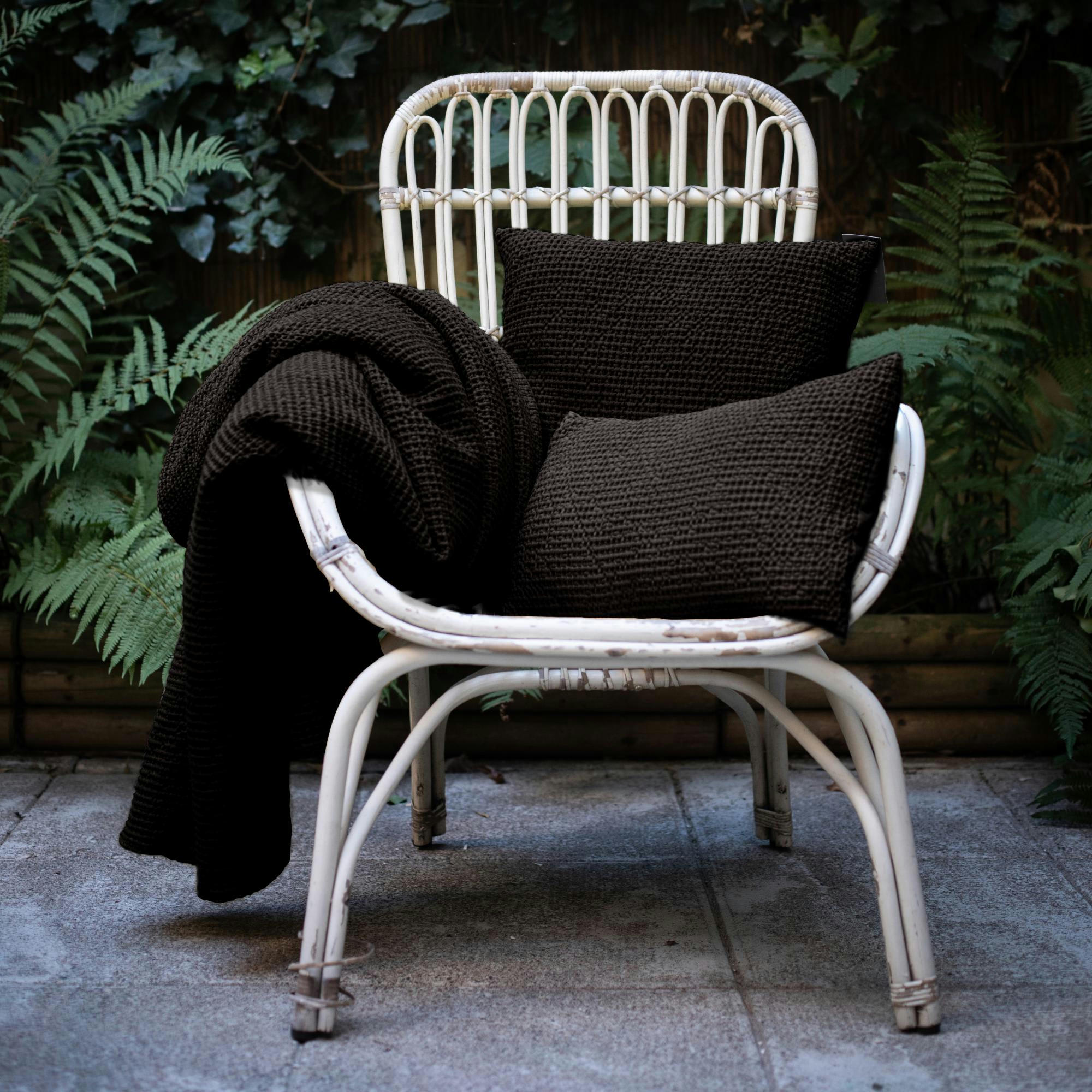 MAIA - Plaid  en coton carbone 140 x 200