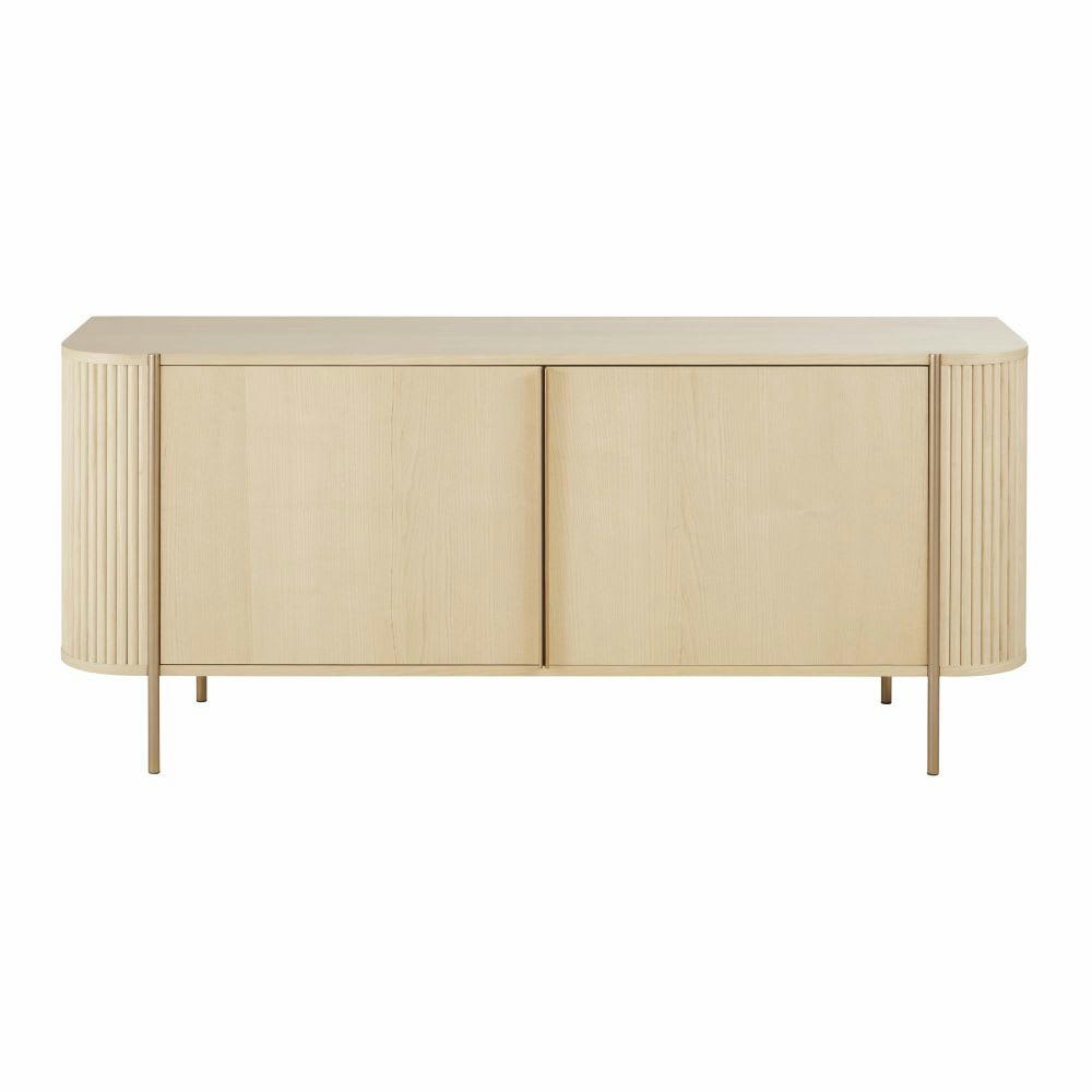 Ormond - Buffet 2 portes beige et métal coloris laiton