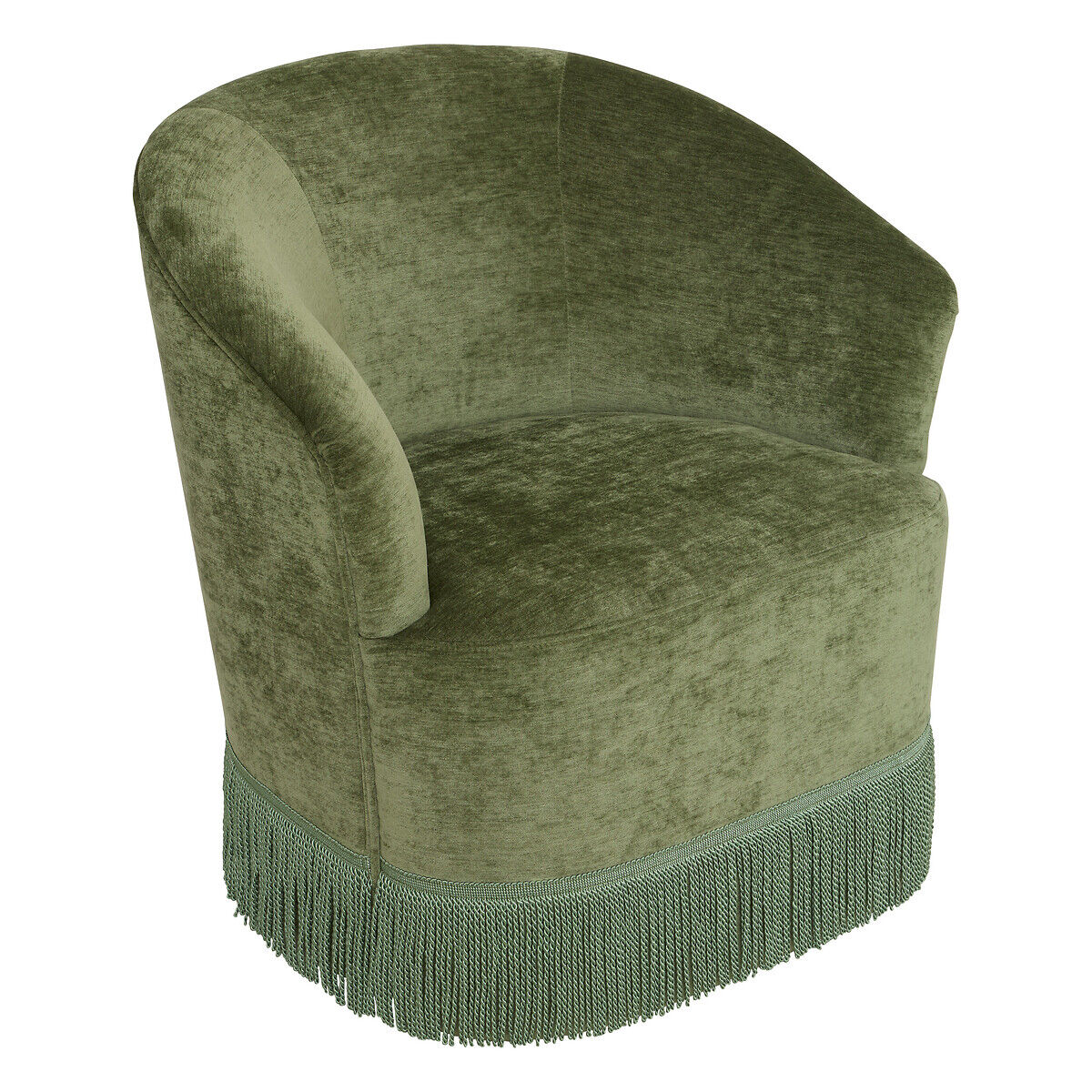Poltrona ALANYA verde caqui em chenille 67,5x60x71cm