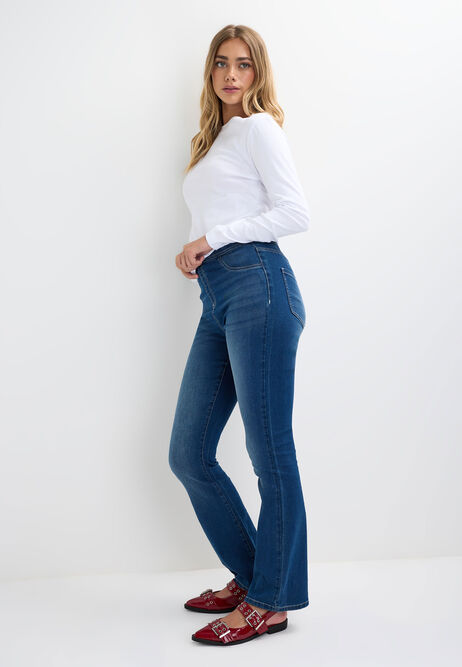 Womens Mid Blue Wash Kate Bootcut Jeggings