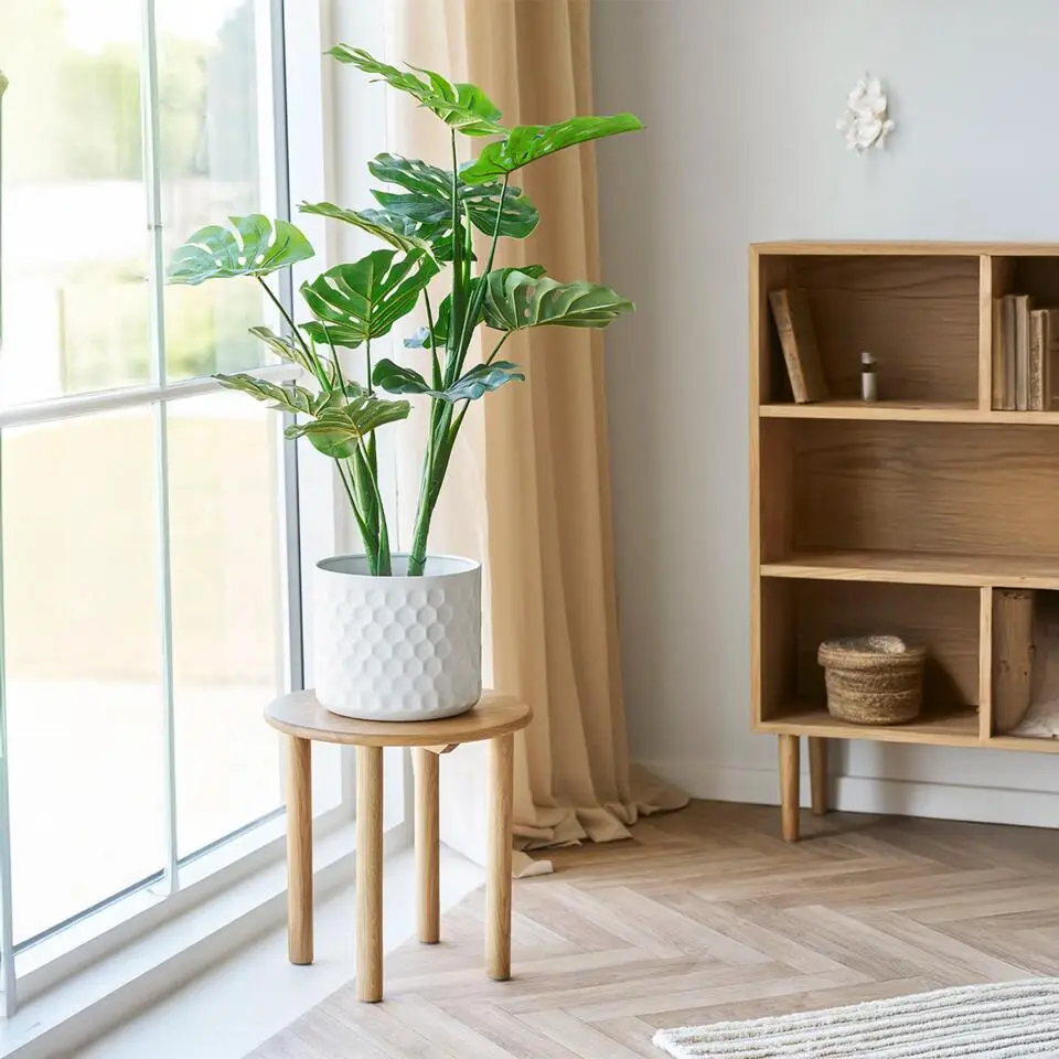 Artichok Jo?lle Eikenhouten Bijzettafel Naturel - &Oslash; 40 x 40 cm