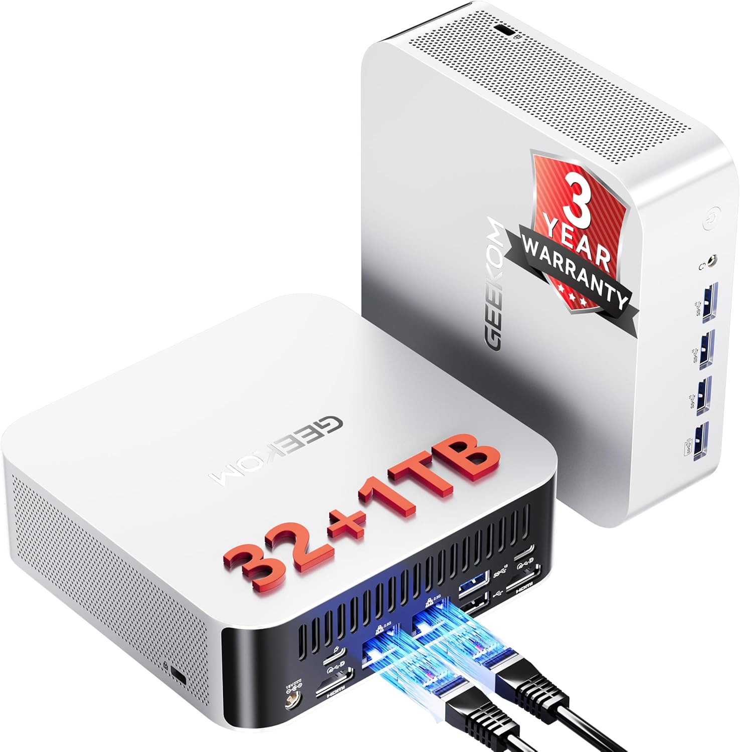 GEEKOM A9 Max AI Mini PC  with AMD Ryzen AI 9 HX 370 (80 Tops)  Copilot+ PC  Radeon 890M  32GB DDR5 (Not LPDDR)  1TB SSD  Win 11 Pro  WiFi 7  BT 5.4  USB4  HDMI 2.1  Dual 2.5GbE  8K  3-Year Warranty