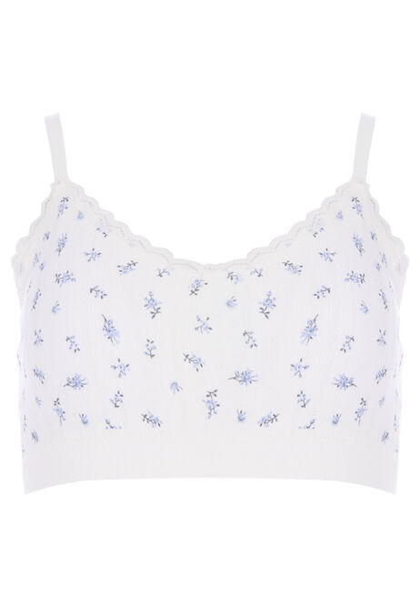 Older Girls White Ditsy Pointelle Comfort Bra