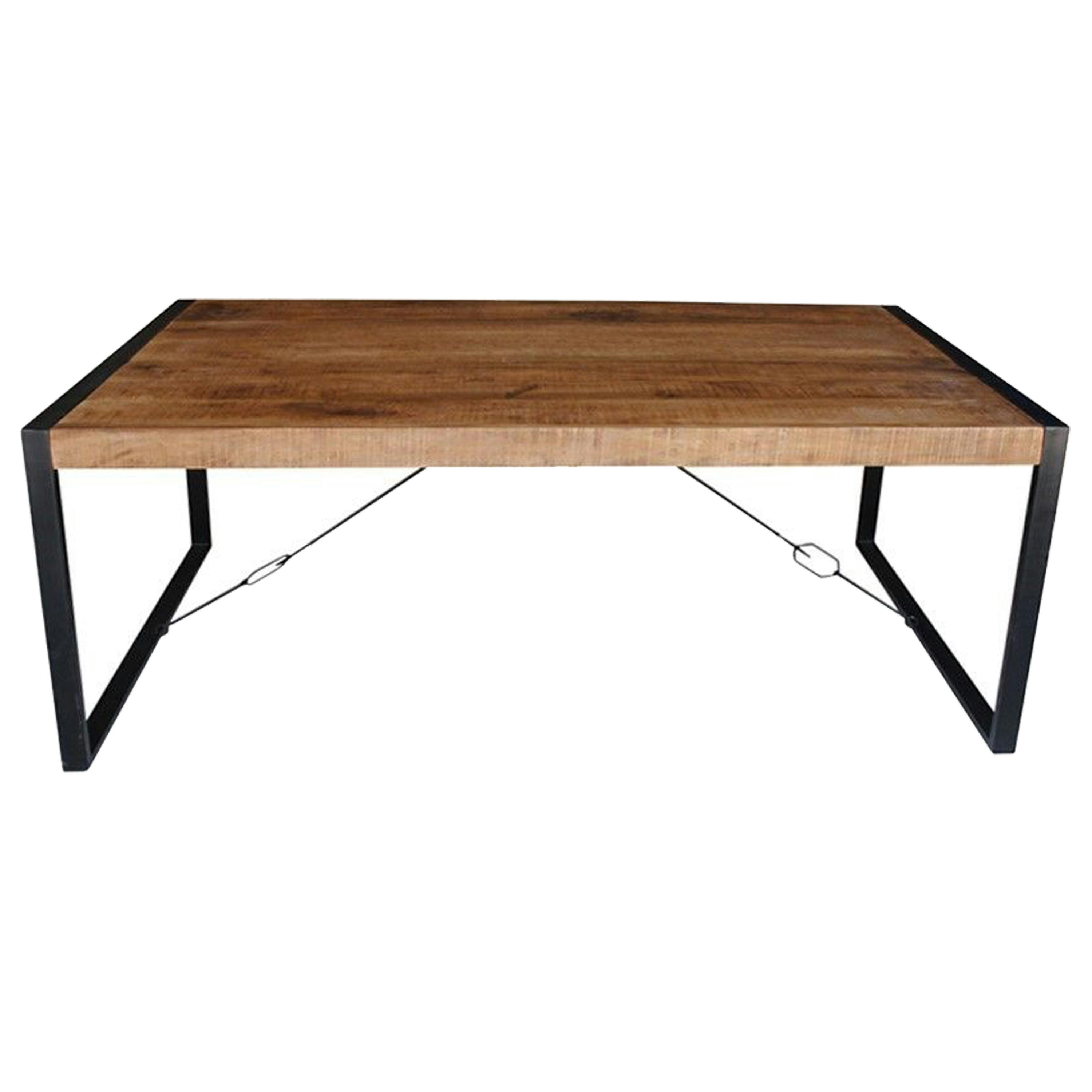 BELEM - BELEM-Table à manger 8/10 personnes L220 cm, Manguier massif et métal