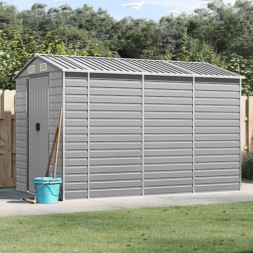 NNEVL Garden Shed Light Grey 191x300x198 cm Galvanised Steel