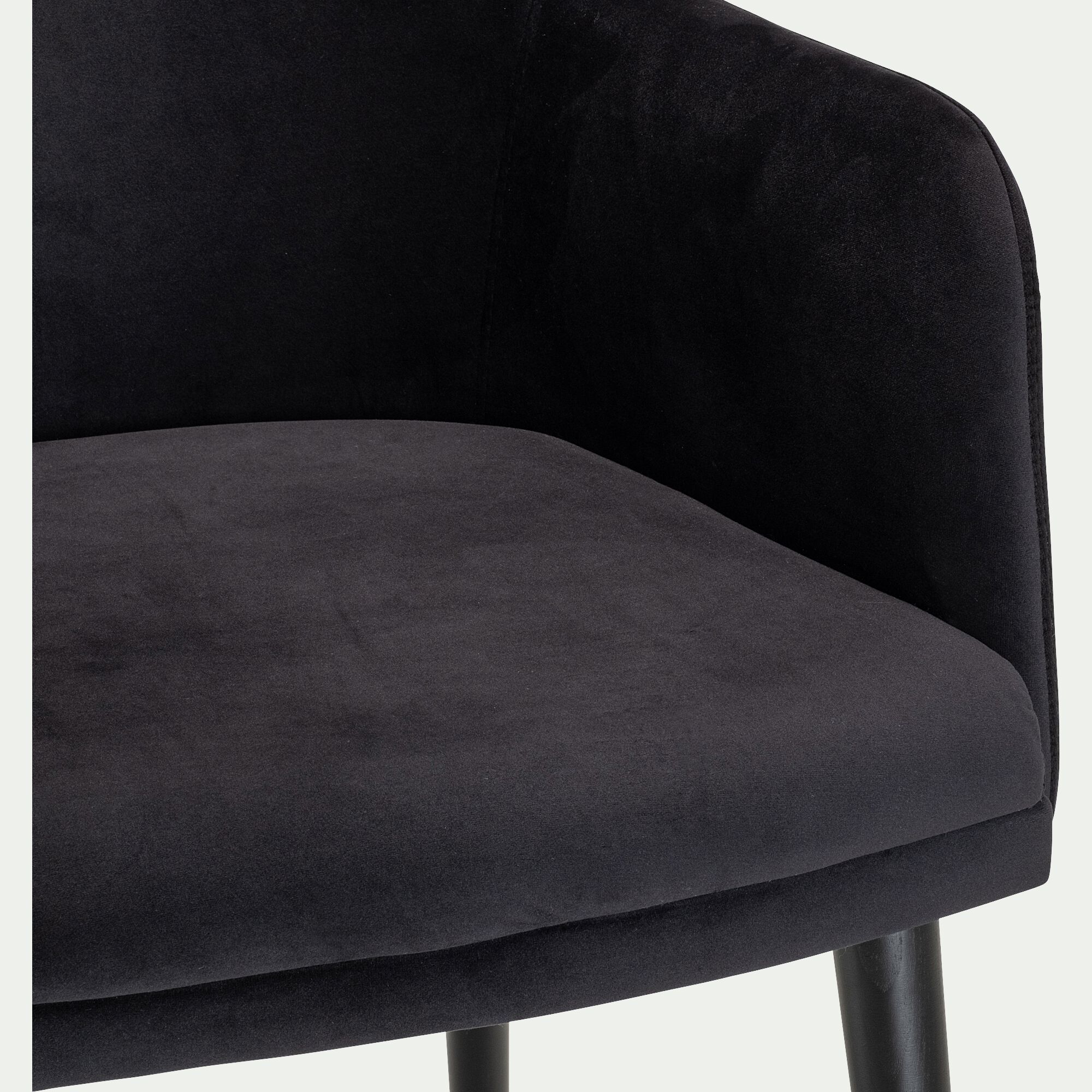 MANE - Chaise en tissu effet velours avec accoudoirs - noir