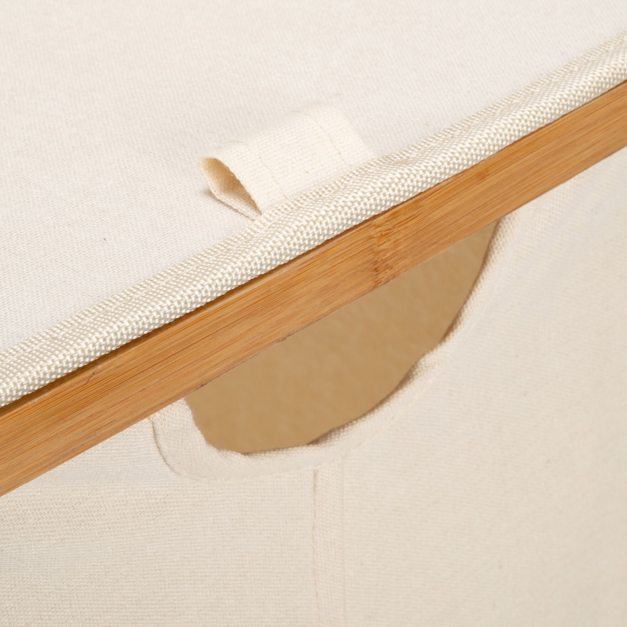 LINO - Panier à linge en polycoton et bambou H60xL54cm - blanc