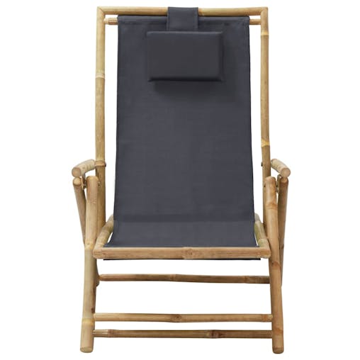 NNEVL Reclining Relaxing Chair Dark Grey Bamboo and Fabric