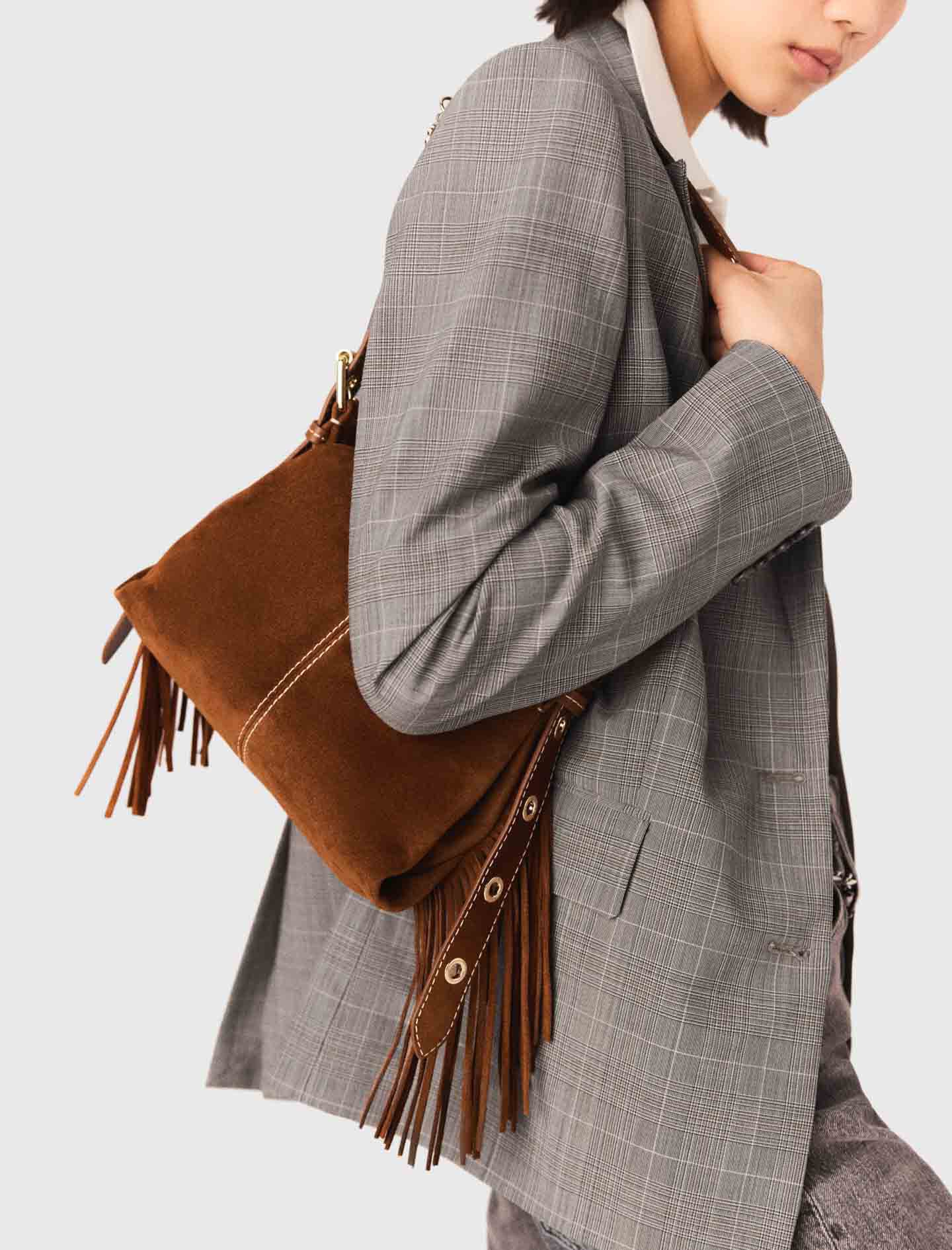 Sac Miss M mini en suède surpiqué