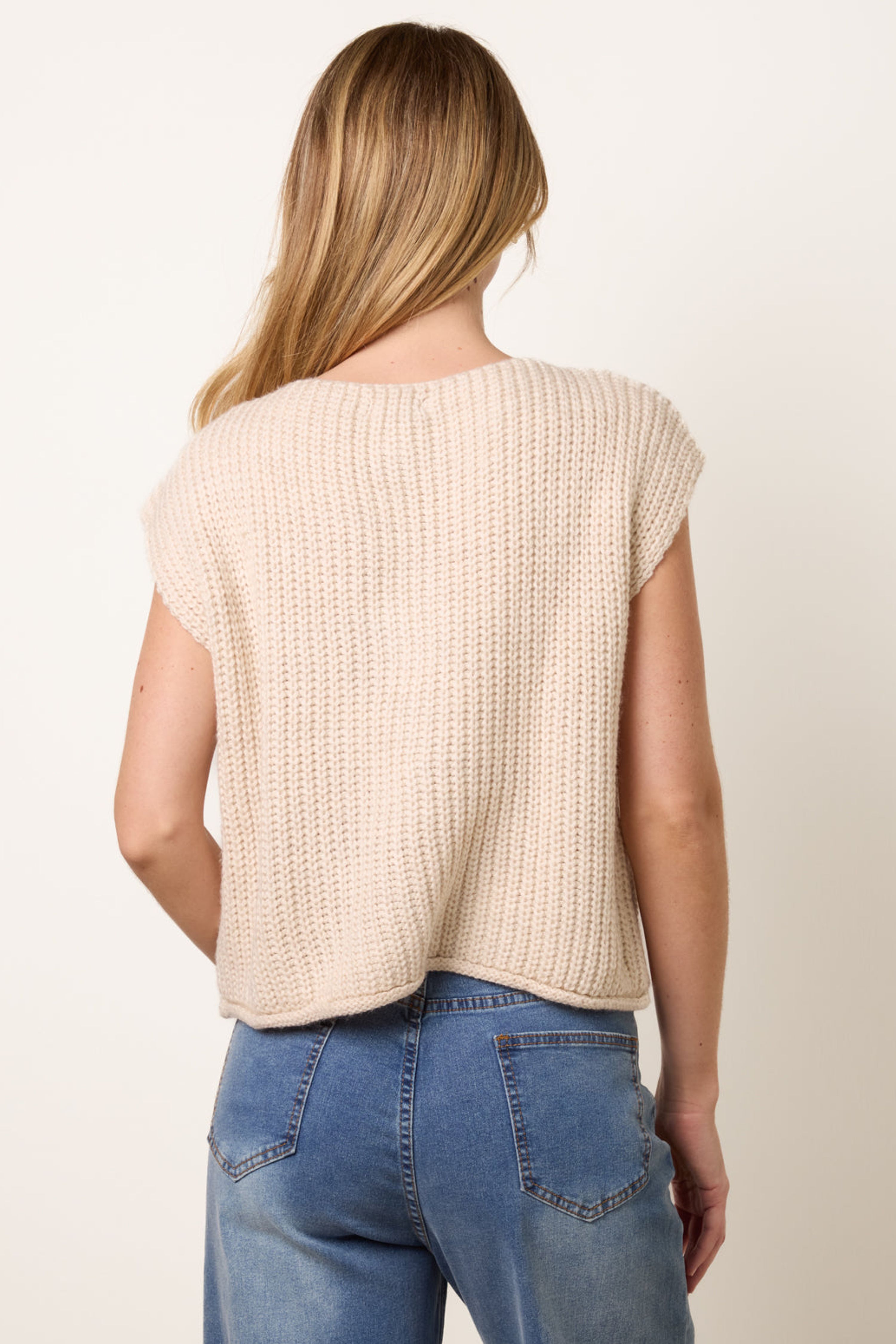 Blue Vanilla Beige Two Pocket Knitted Waistcoat