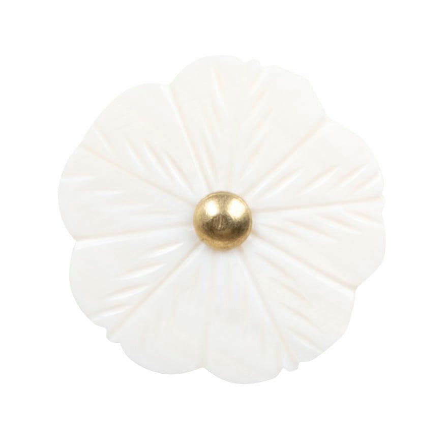 FLORINA - Bouton de porte en porcelaine blanche et dorée