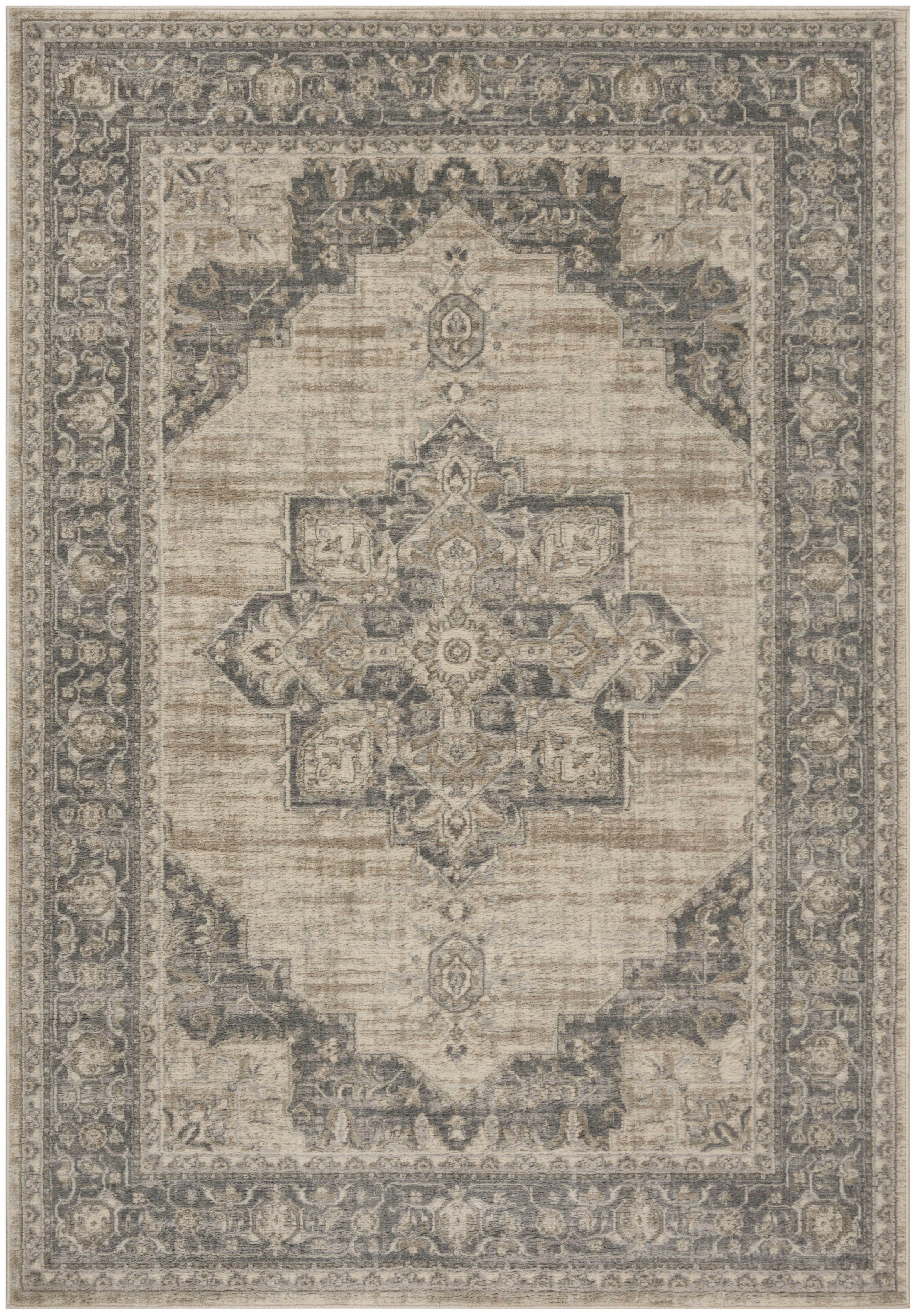 BRENTWOOD - Tapis de salon interieur en crème & gris, 183 x 274 cm
