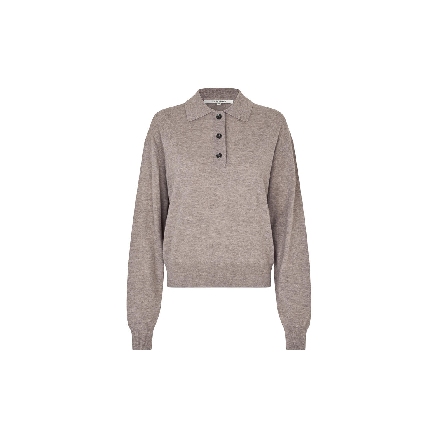 Claro Knit Polo, mid brown melange