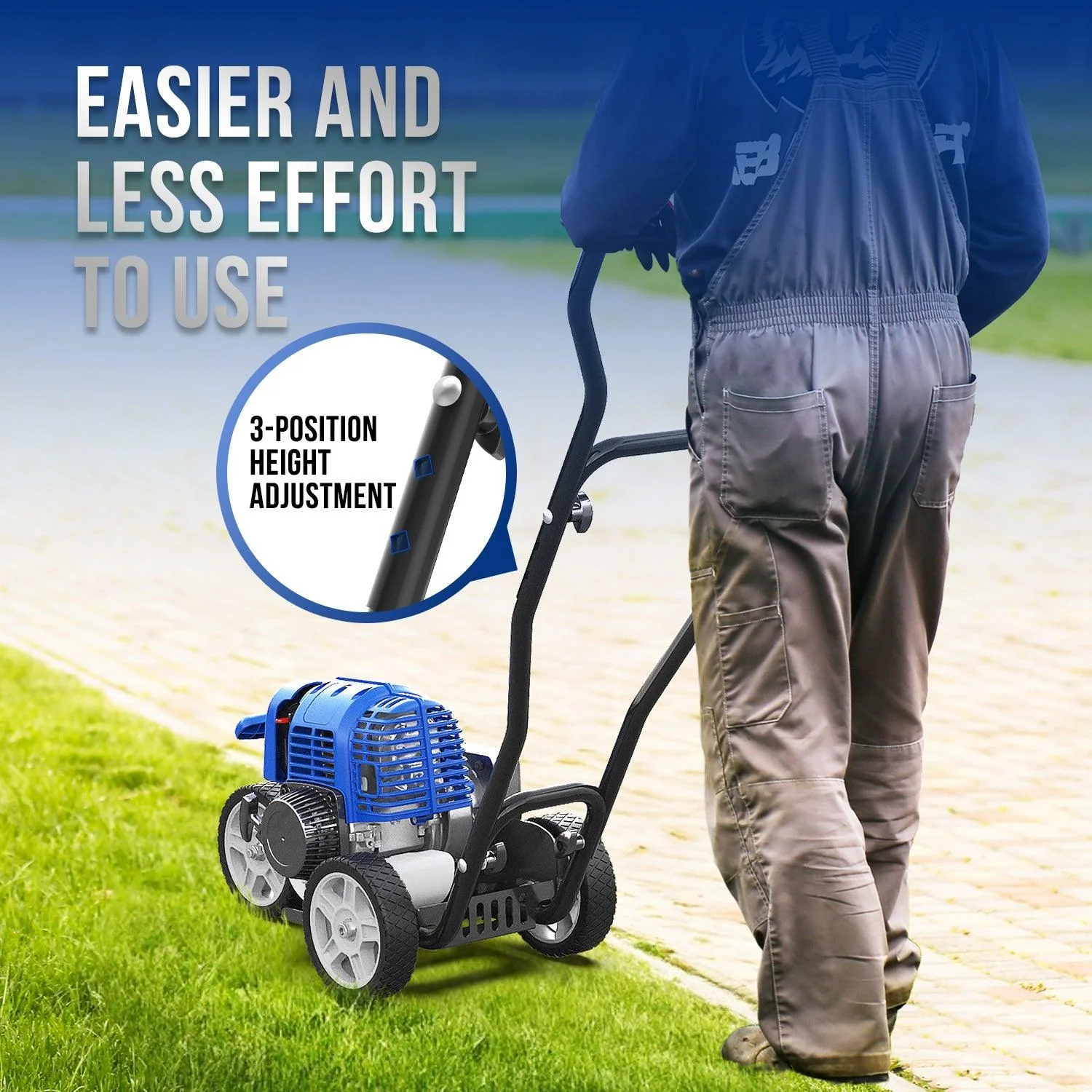 Power 31cc Sidewalk Edger Lawn Tool Gas Powered With  2-Teeth Metal Blades