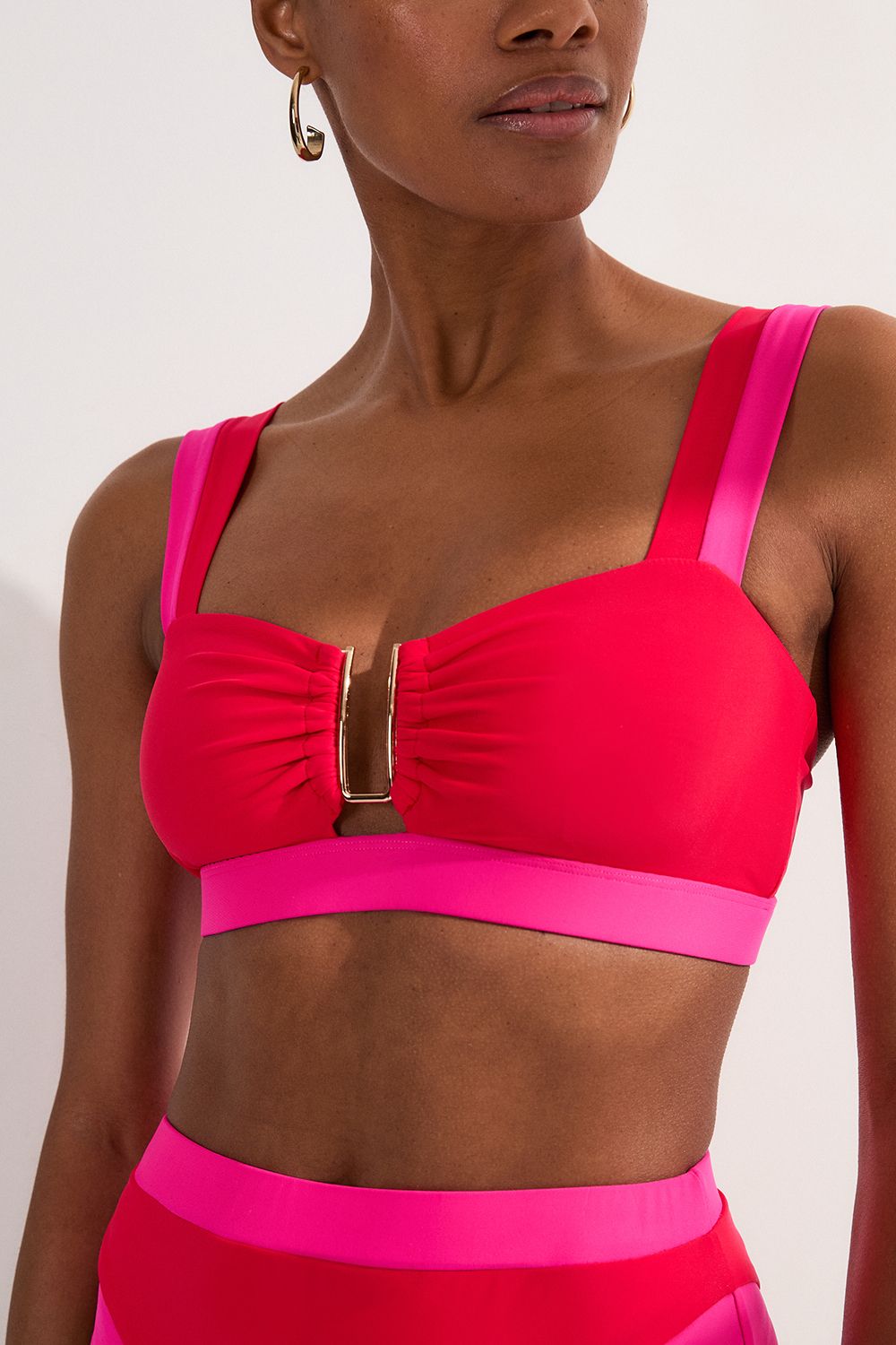 KarenMillen Contrast Trim High Cut Bikini Bottom