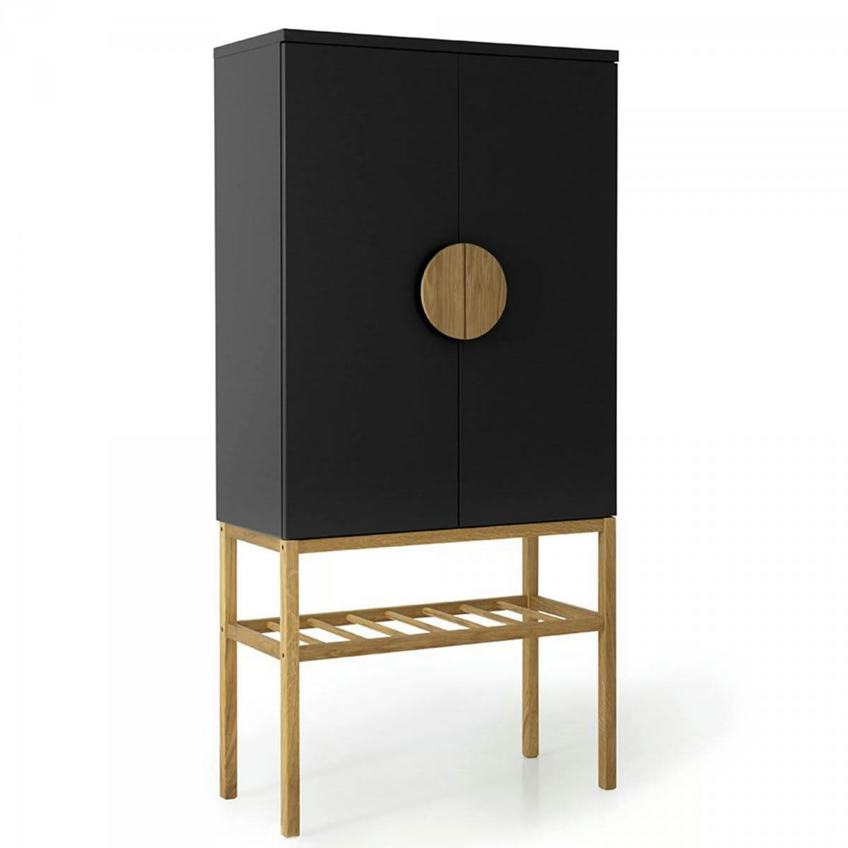 ATOUMA - Buffet haut 2 portes en bois noir