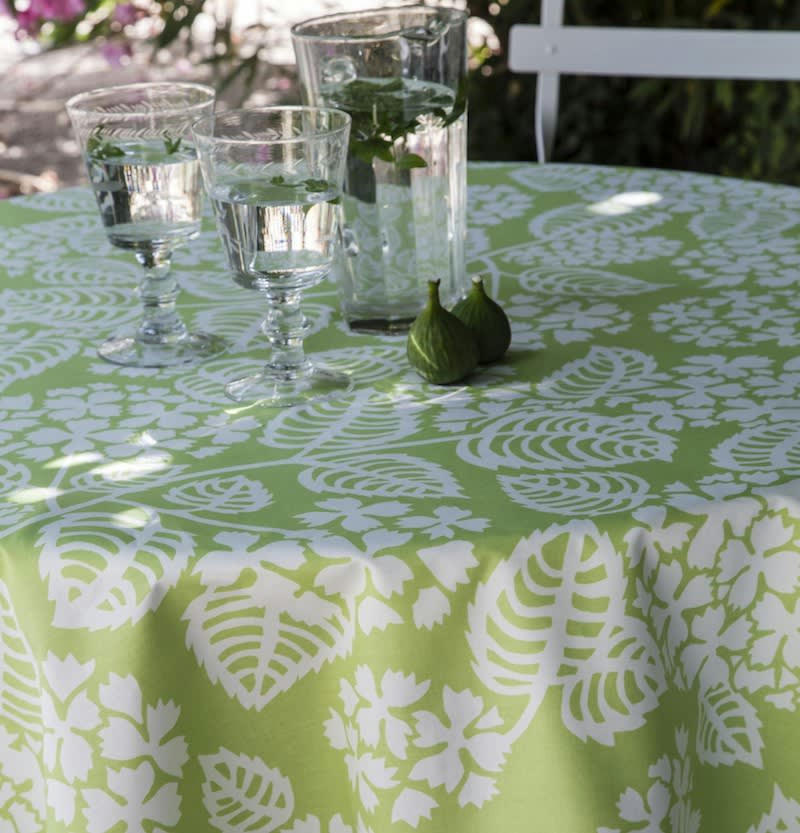 HORTENSIA - Nappe enduite ronde 160 x 160 cm verte