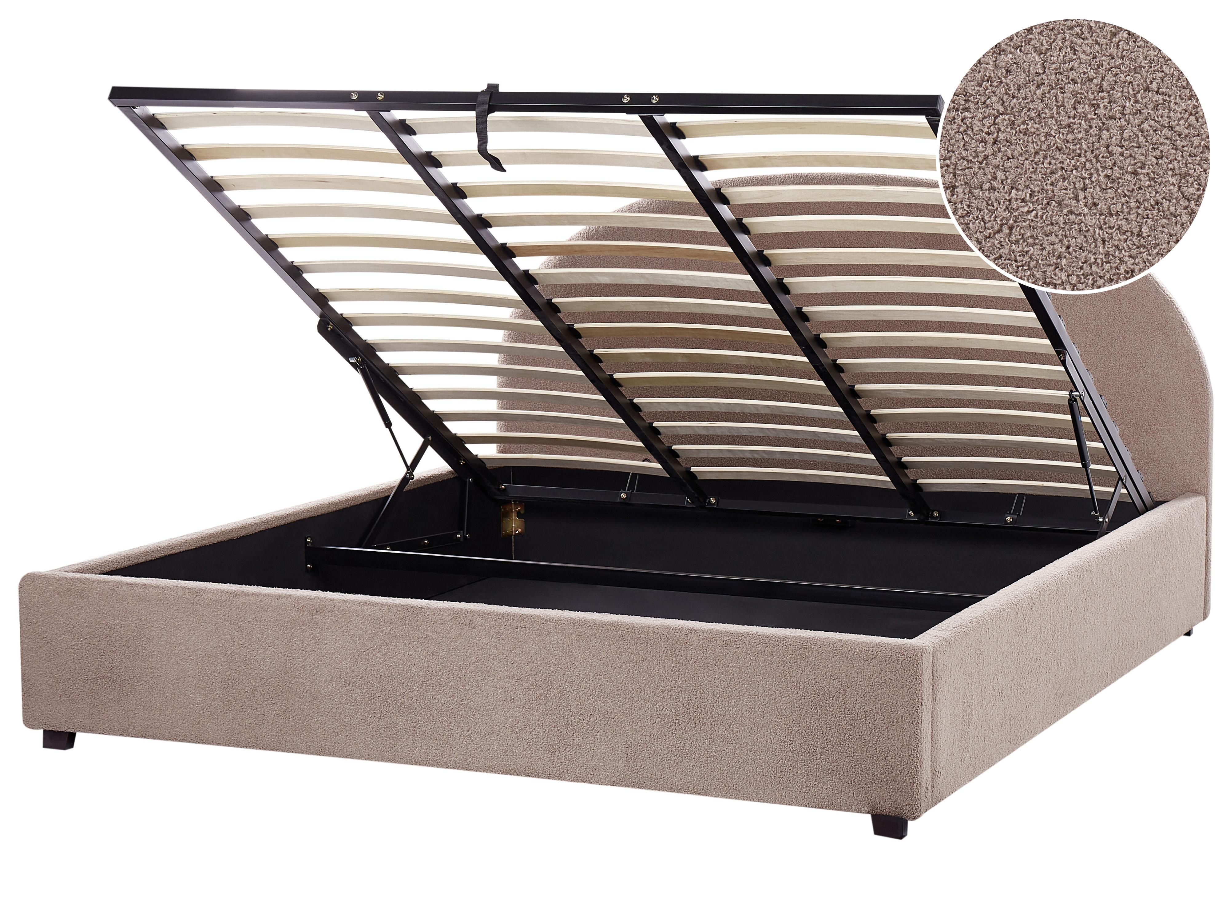 Ottoman Bed Boucle VAUCLUSE 160 x 200 cm (EU King Size) Taupe