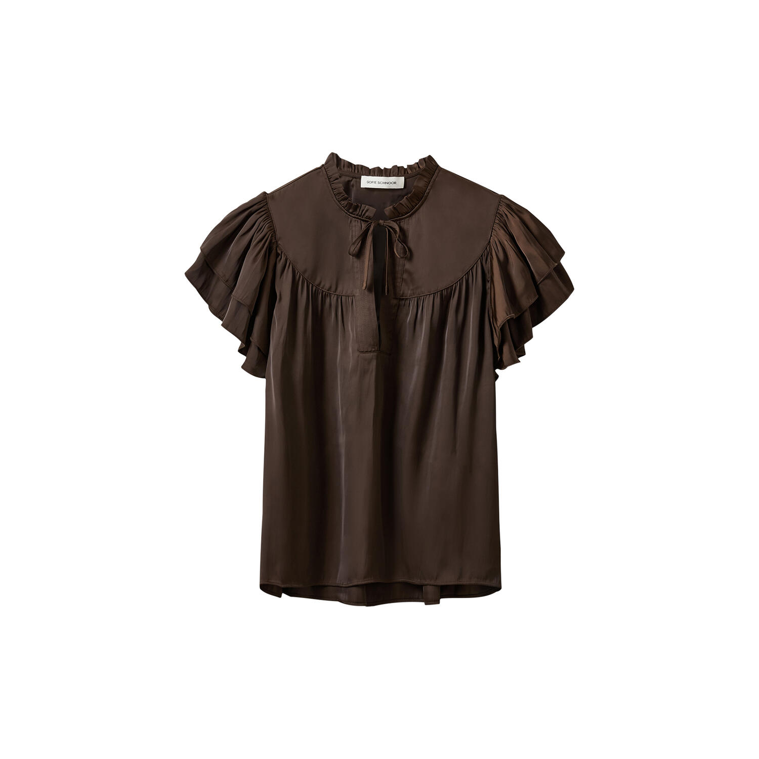 LALILASW FRILL TOP, intense brown