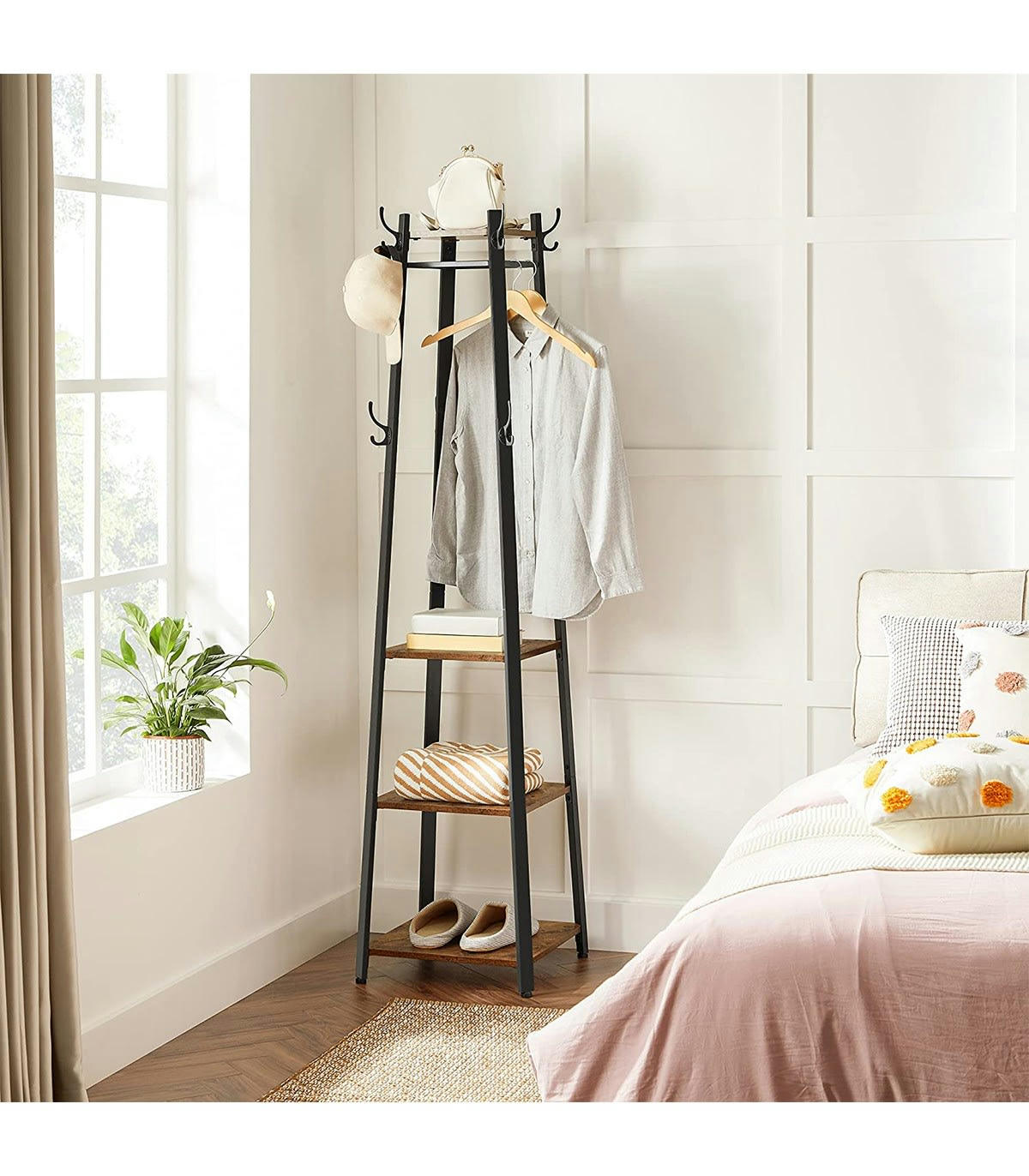 - Porte-manteau avec étagères à 3 niveaux - L47,6 cm