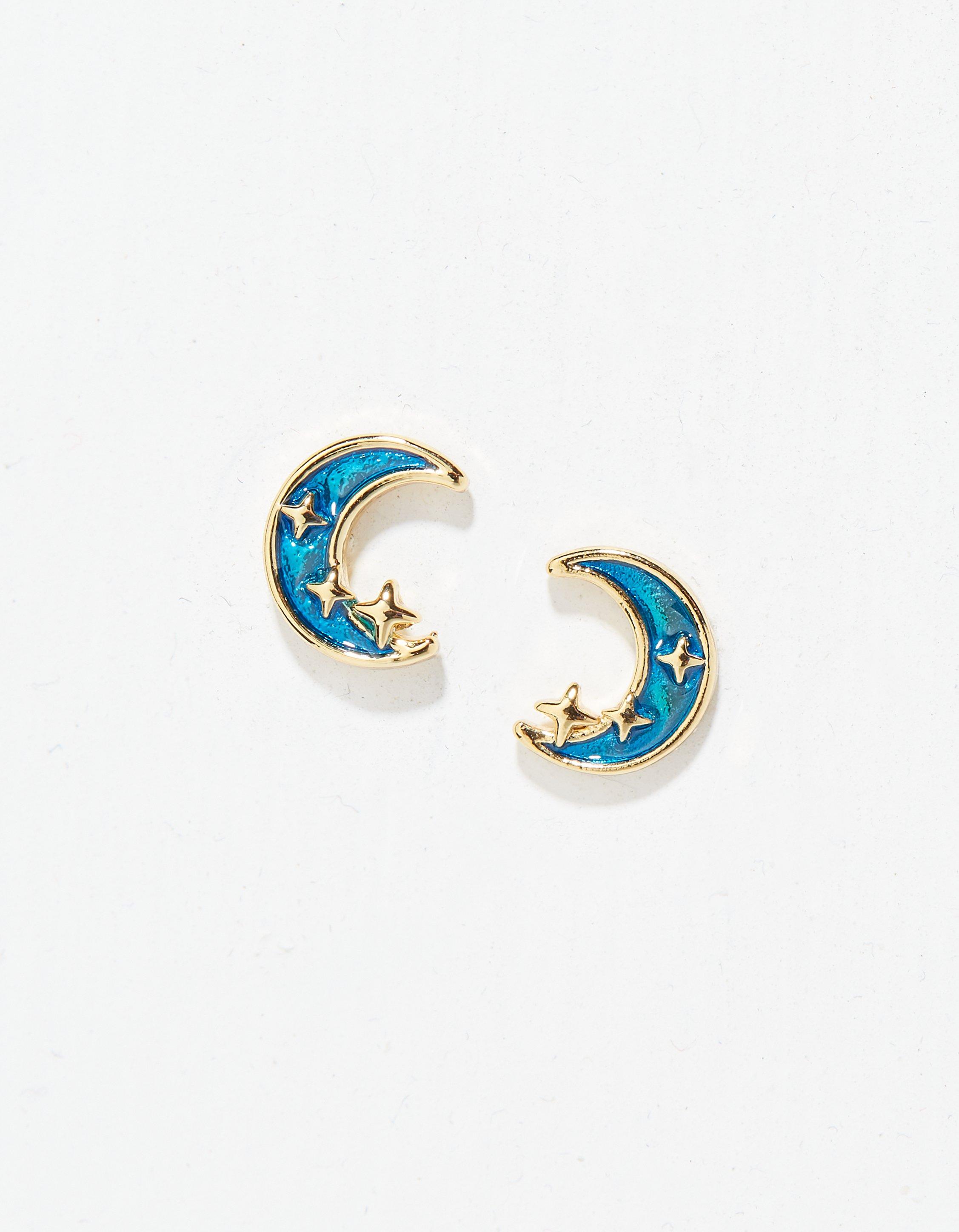 Enamel Moon Studs