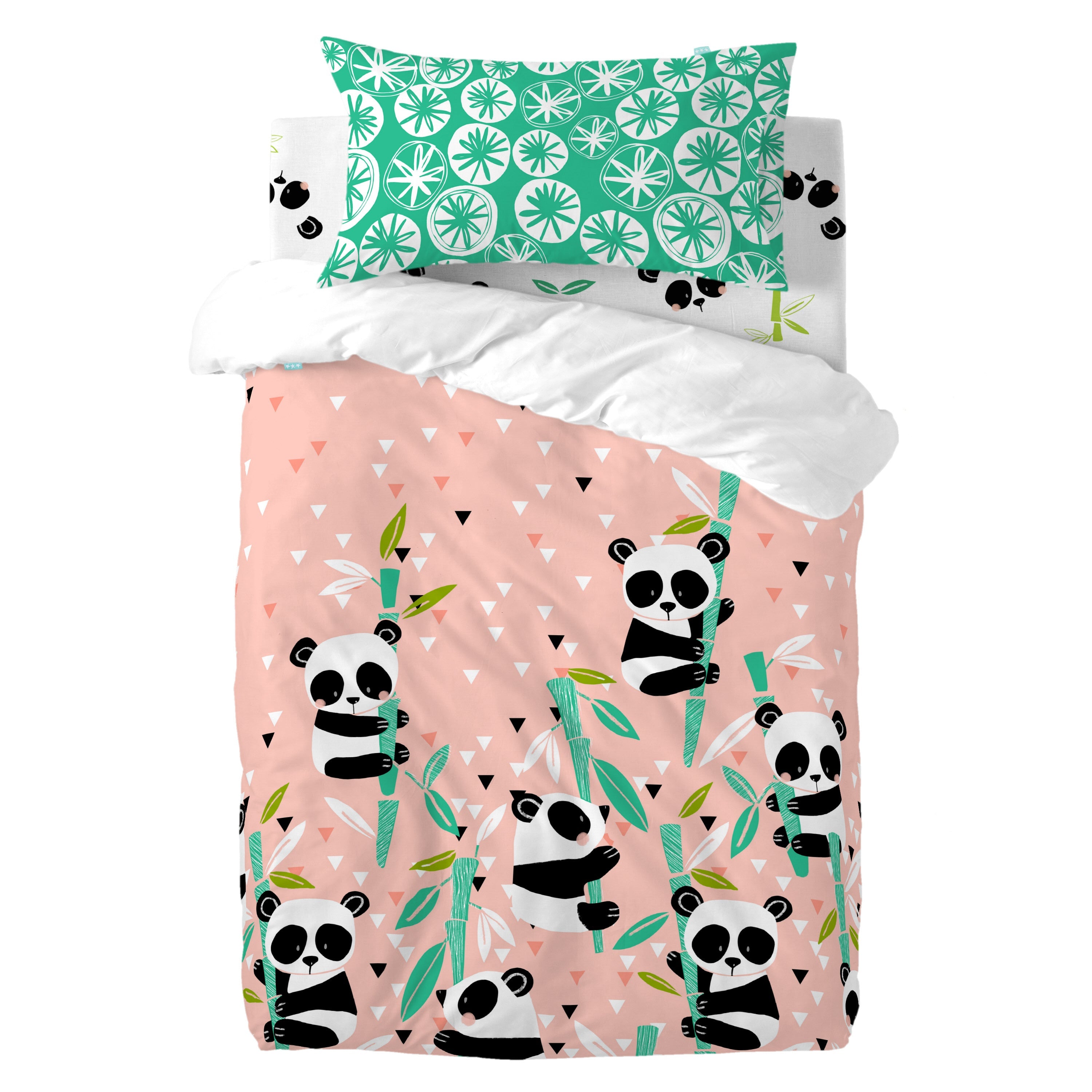 Panda garden Dekbedovertrek wieg 2-delig Moshi Moshi, Rosa, 100% katoe