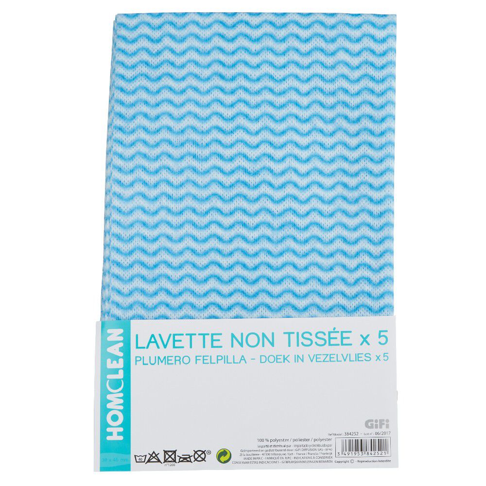 Lavette en polyester non tissée x5