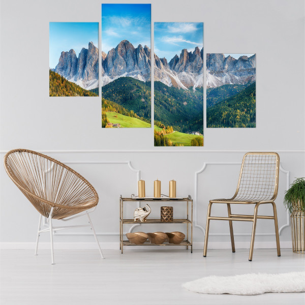 Obraz Tetraptyk Krajobraz Górski Efekt 3D 80x50cm