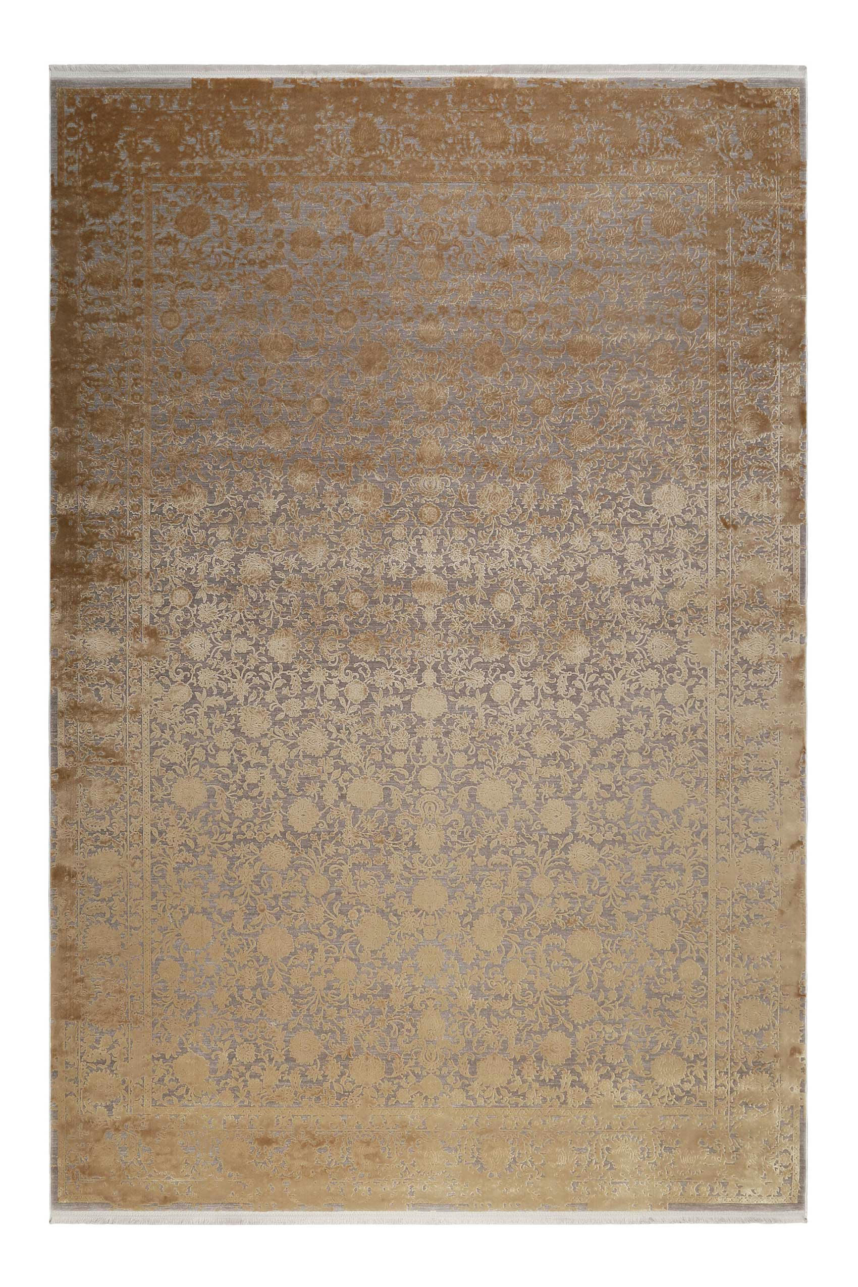 FLORIDA - Tapis classique toucher soyeux vintage jaune doré à relief 80x150