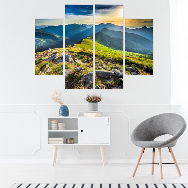 Obraz 4-Częściowy GÓRSKI Pejzaż Widok 3D 80x60cm