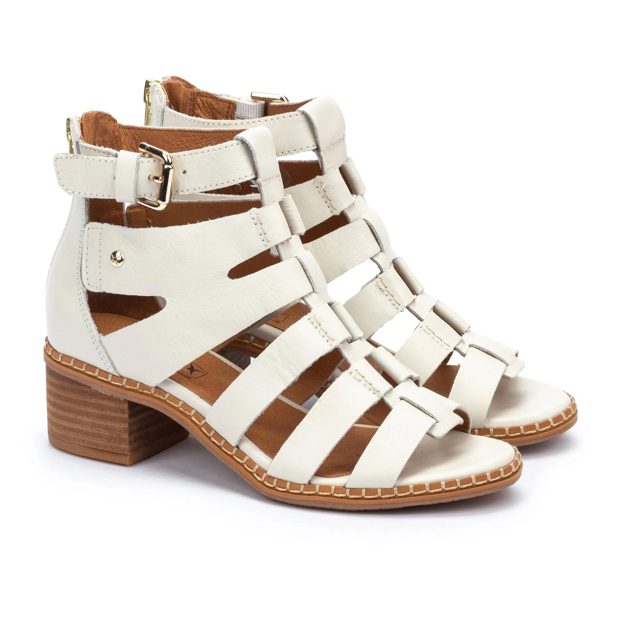 BLANES - Sandalias de tacón bloque con cremallera para mujer