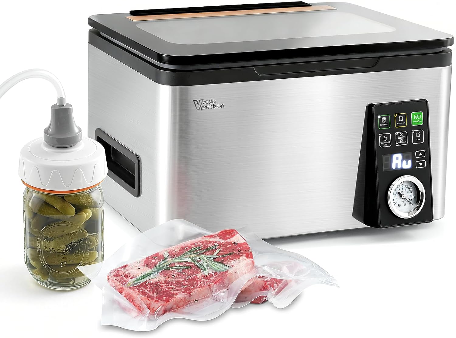 Vesta Precision 12” Chamber Vacuum Sealer, Smart Auto Vacuum Time, Easy-to-Clean System, Commercial-Grade Pump, Deep Chamber for Liquids, Meats, Mason Jars & Sous Vide, V513